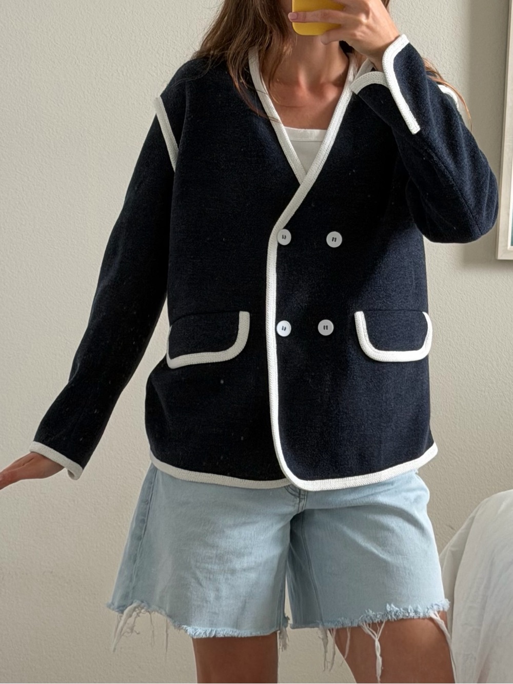 dolan Navy Blazer with White Contrast Trim